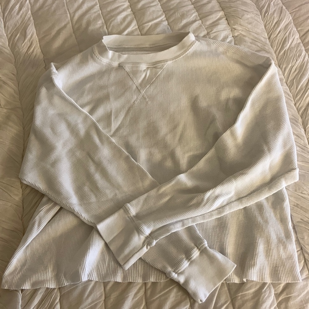 Brandy Melville white waffle knit long sleeve